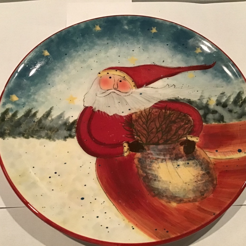 Vintage Santa in Snow Plate Designed by Susan Winget-Home Farmhouse Christmas